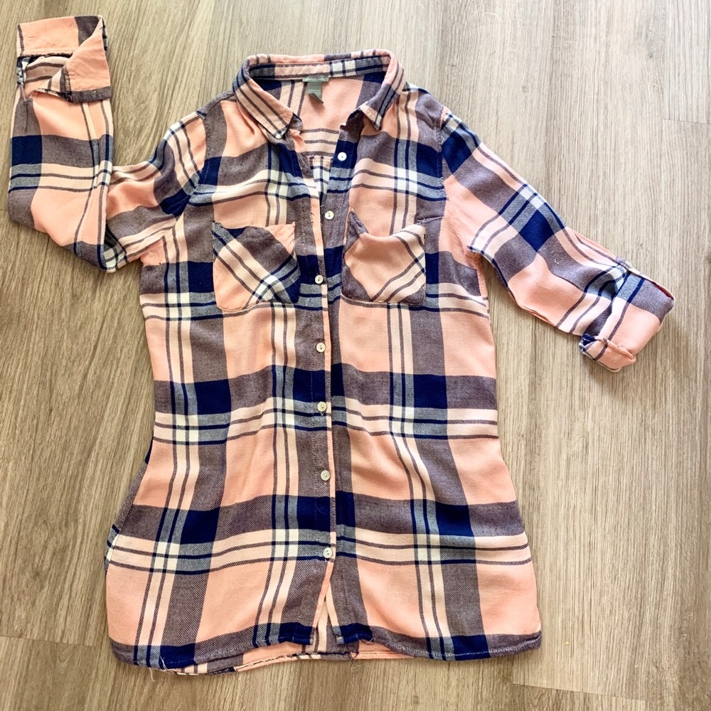 Oversized boyfriend plaid flannel XS